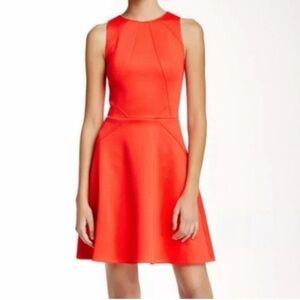 Ted Baker Mitton scuba fit and flare dress - size 1 - bright pink / coral